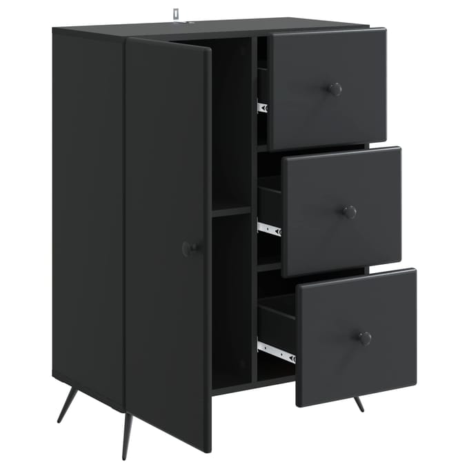 vidaXL - Dressoir - Zwart - 66 - x - 34,5 - x - 90 - cm - Bewerkt - hout