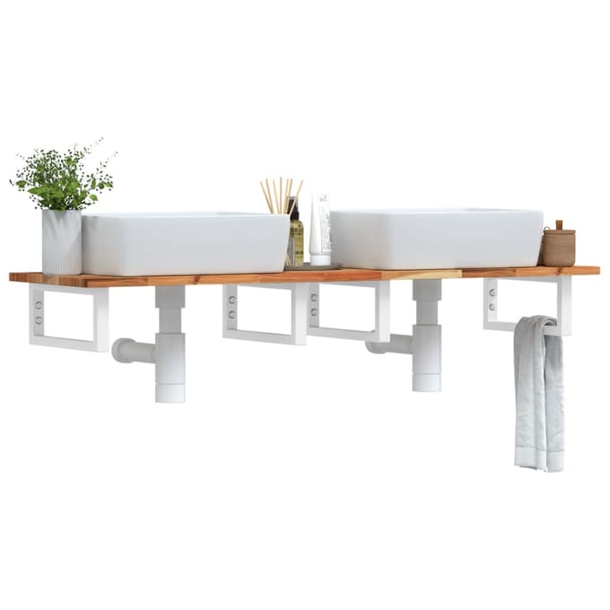 vidaXL - Badkamer - wandschap - staal - en - massief - acaciahout