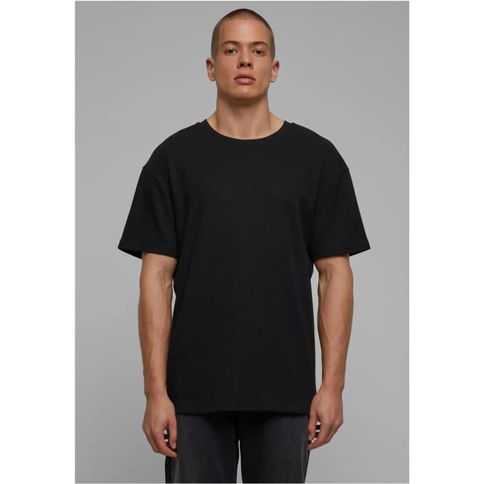 Urban Classics - Waffle Heren Tshirt - S - Zwart