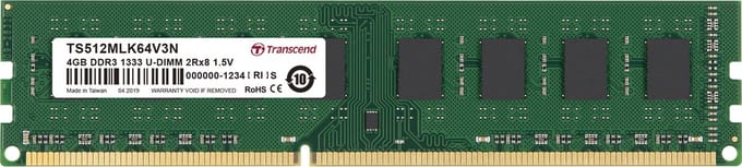 Transcend TS512MLK64V3N geheugenmodule 4 GB 2 x 8 GB DDR3