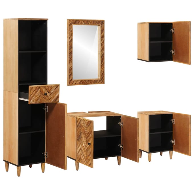 vidaXL - Badkamerkast - set - 5 - st - Massief - Mango - Hout