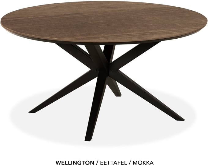 Maxfurn - Eettafel rond met verjongde rand | Zeer krasvast | Kleur: Mokka | diameter 150cm