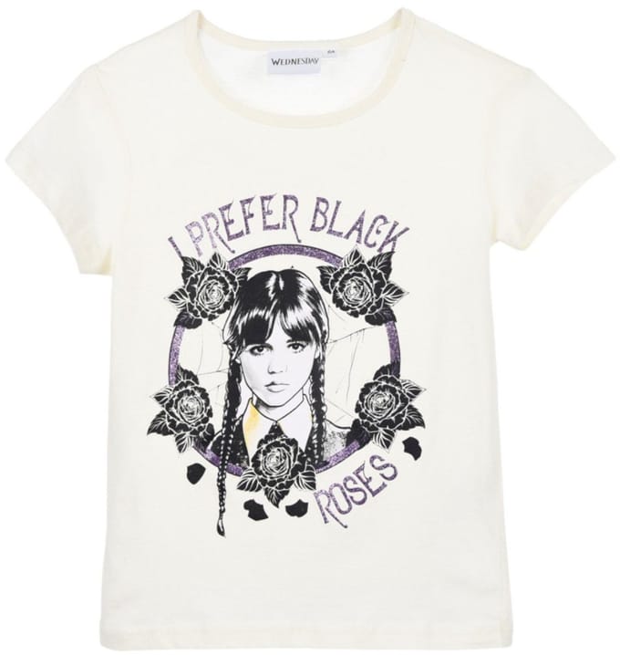 Wednesday Black Roses kind kort Tshirt, top 6 jaar maat 116