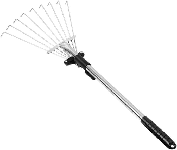 Verstelbare Bladhark - Tuinhark Aluminium - Efficiënt Tuinonderhoud - Telescopisch Ontwerp - 72cm Breed - Zilver