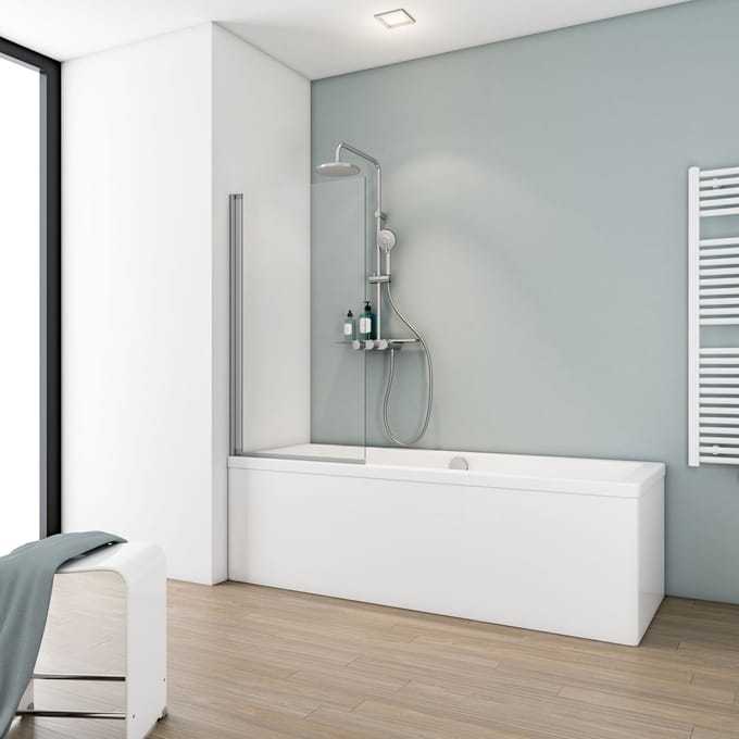 Badwand - 70 x 130 cm - alu profiel - transparant veiligheidsglas