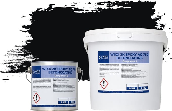 Wixx 2K Epoxy AQ 750 Betoncoating - 5kg - RAL 9005 | Gitzwart