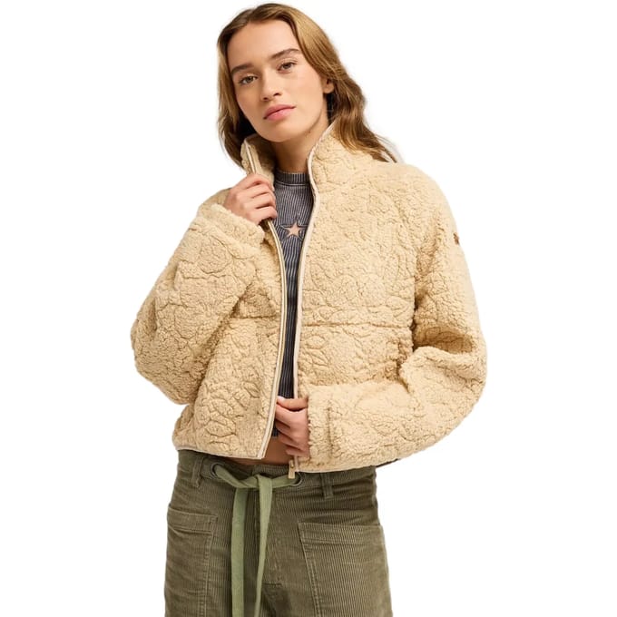 Roxy Blurry Cloud Fleece Jas Beige L Vrouw