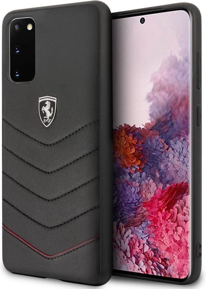 Samsung Galaxy S20 Backcase hoesje - Ferrari - Effen Zwart - Leer