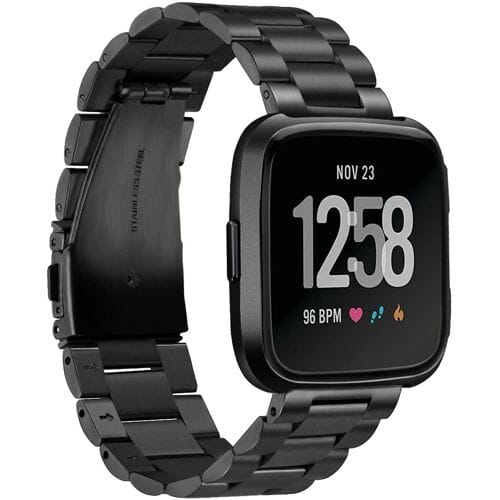 ShieldCase Fitbit Versa stalen bandje (zwart)