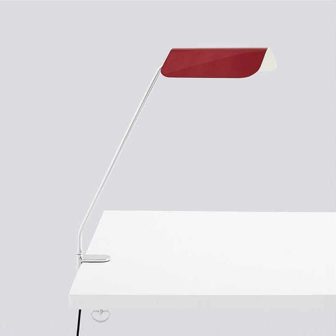 HAY klemlamp Apex, rood, hoogte 43 cm, E14, staal