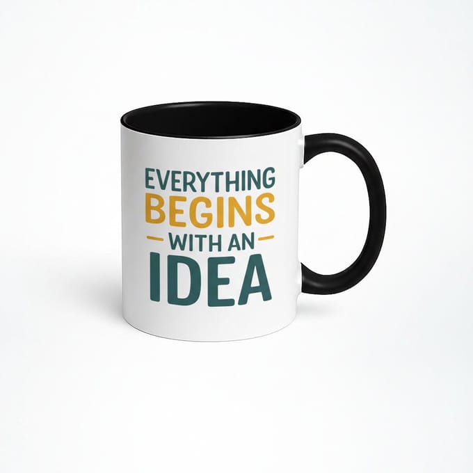 Inspirerende Koffiemok "Everything Begins With An Idea" - Ideaal Cadeau