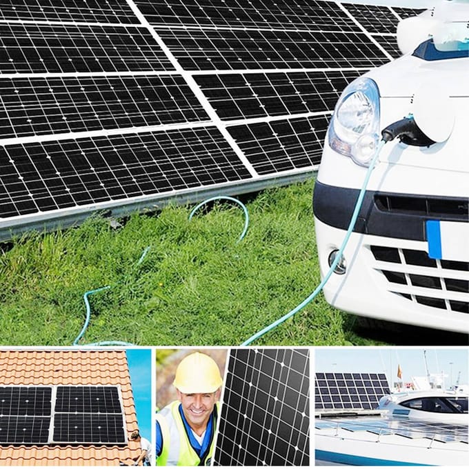 Zonnestroomsysteem Complete Kit Huis 20W Paneel 30A Controller 300W Omvormer 12V?220V Dubbele USB LCD black