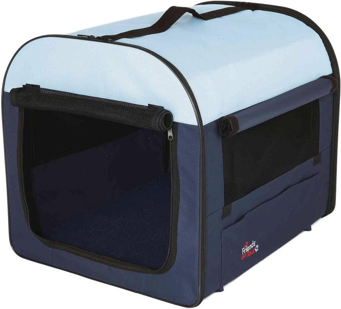 Honden Transportbox 32x32x47 cm - Donkerblauw/Beige