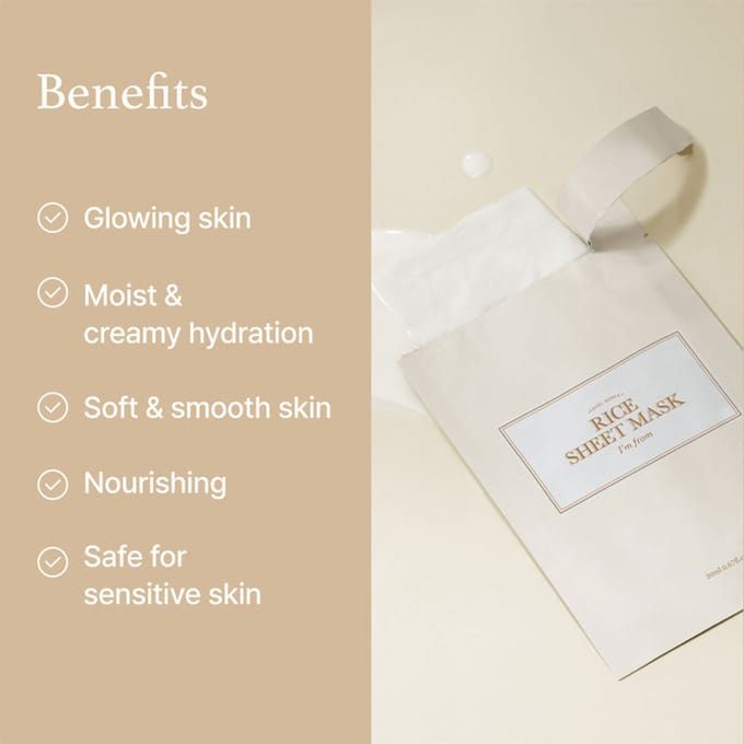 Ik ben van Rice Sheet Mask 20ml x1st/5st (2opties) ORIGINELE WINKEL gray
