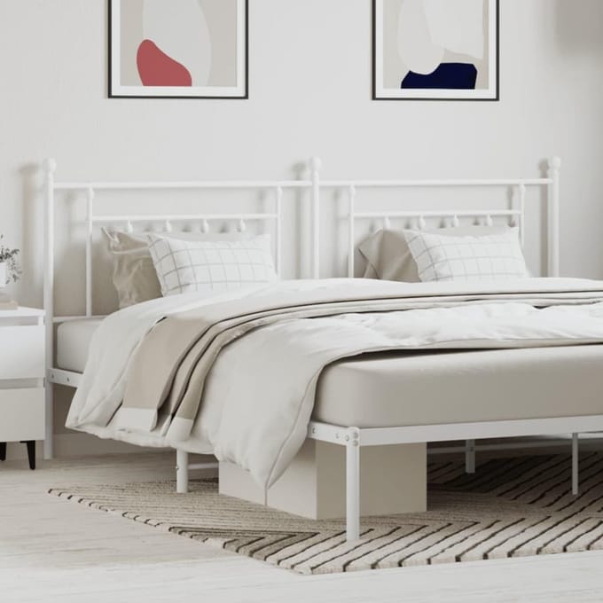 Hoofdbord voor bed - Metalen hoofdeinde - Slaapkamer decoratie - Robuuste staalconstructie - 200 cm breed - Wit