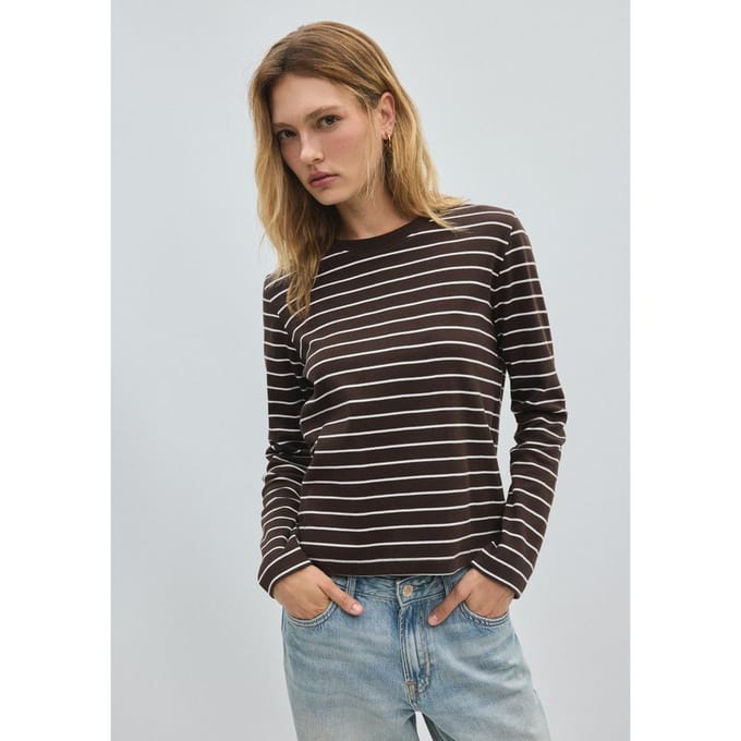 Stradivarius Gestreept shirt met lange mouw  Bruin S