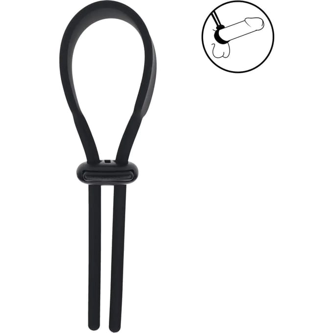 Wide Adjustable Silicone Lasso Cockring - 5mm - Black