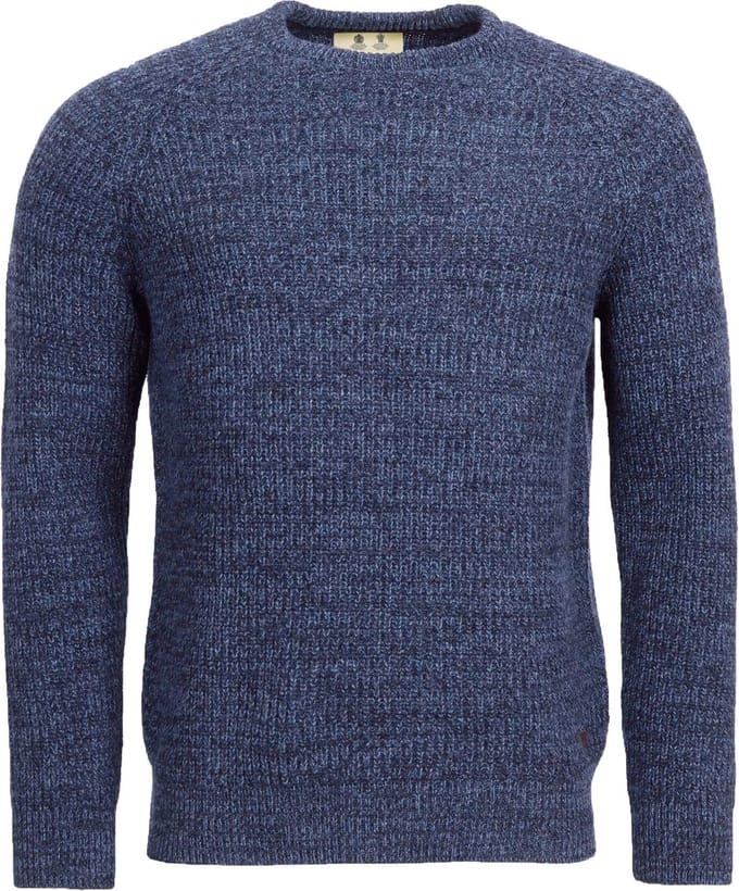 Barbour trui donkerblauw gemêleerd lamswol ronde hals