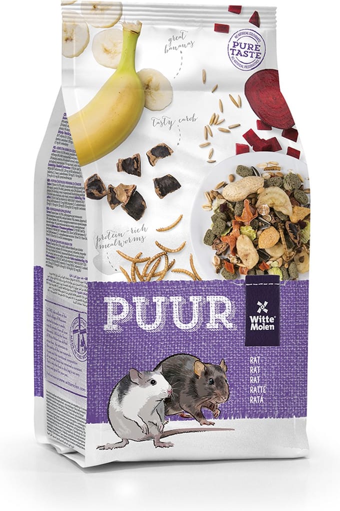 Witte Molen - Knaagdierenvoer - Knaagdier - Puur Rat 800gr - 1st