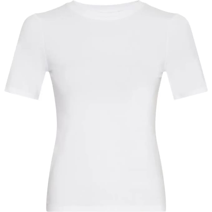 T-shirt met geribde ronde hals, model 'Betrina'