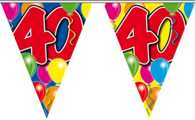 Vlaggenlijn 40 jaar - 10 meter - plastic - leeftijd versiering - 40e verjaardag - Feestartikelen/versiering