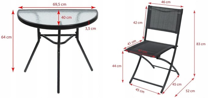 Balkon Tuin Terras Meubelset TAFEL 2 STOELEN