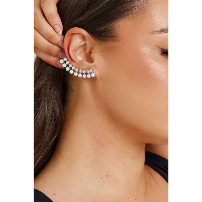 Yours Oorcuff Met Parels En Diamantjes In Zilversize One Size