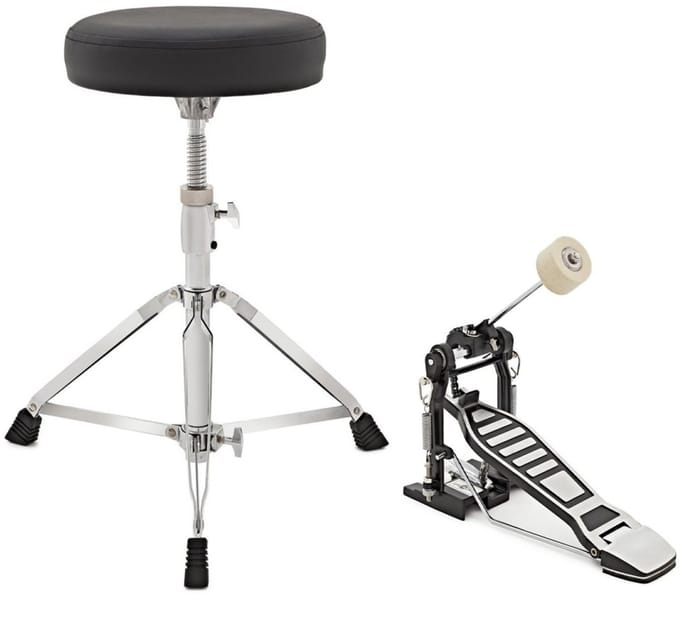 Drum Throne Stool and Kick Drum Pedal Pack by Gear4music
