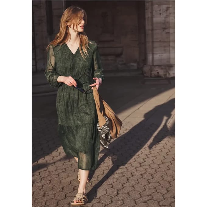 Chiffon midi-jurk met print