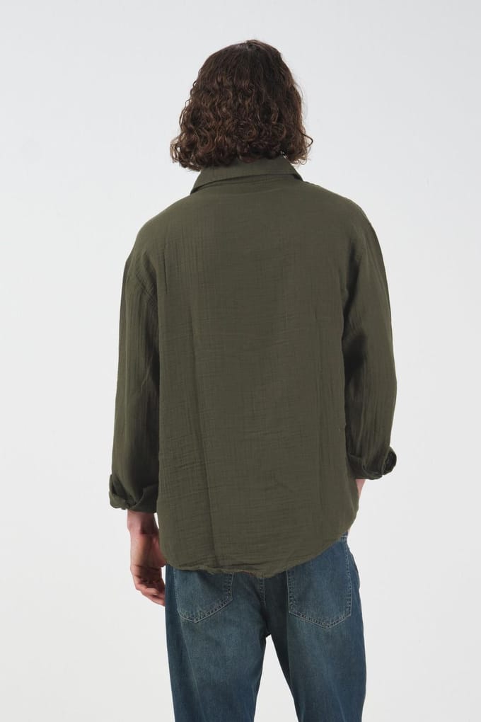 Heren Relaxed Fit Katoenen Langdellige Shirt