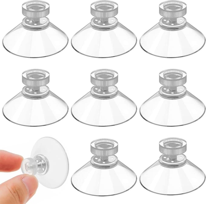 Zuignap met schroefdraad - Transparante Zuignap - 8 Stuks