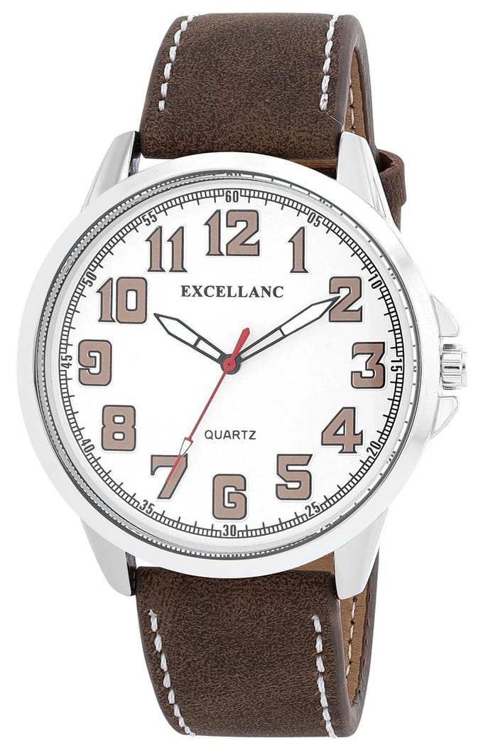 EXCELLANC herenhorloge kunstleer mineraalglas