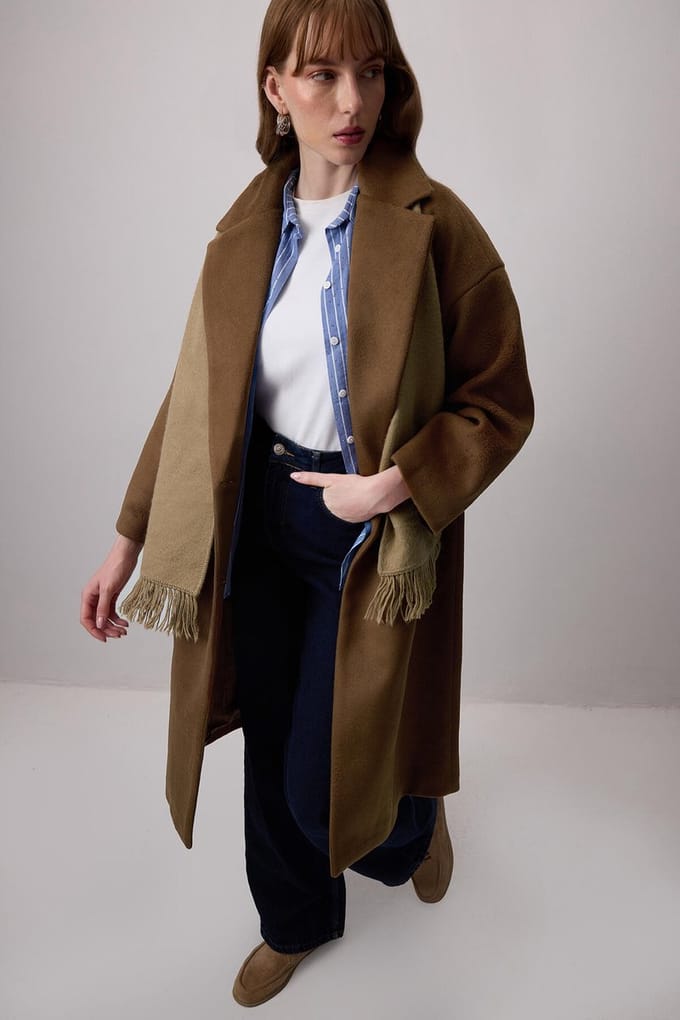 Touché Privé - Oversize wollen jas - Bruin - Dames