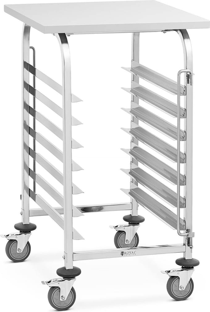 Dienbladwagen - 7 planken + dienblad - RVS - Royal Catering RCTW 7 TB
