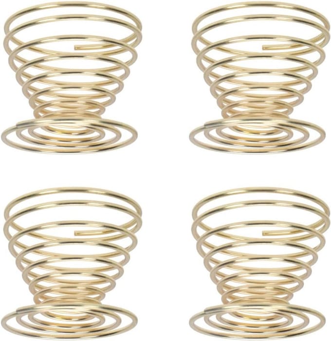 Stainless Steel Egg Cups 4pcs - Mini Spring Wire Egg Holder and Drying Rack for Kitchen