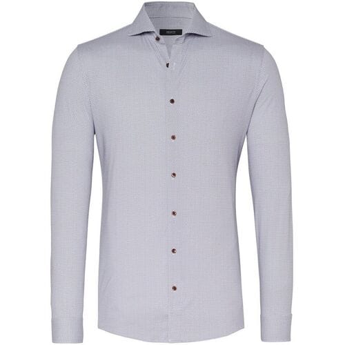 Desoto Luxury Overhemd Allover Minimal Pattern Navy-Bruin / male
