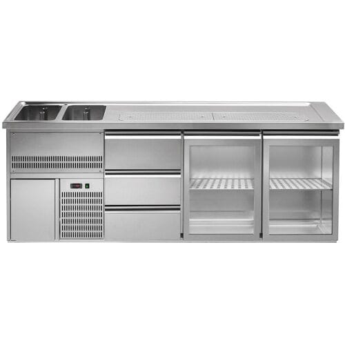 GGM Gastro Biertheke Premium PLUS - 2500x700mm - 2 Glastüren & 3 Schubladen