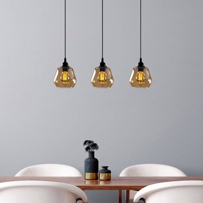 Opviq Hanglamp goud 032, goud-transparant, glas 3-lamps lang