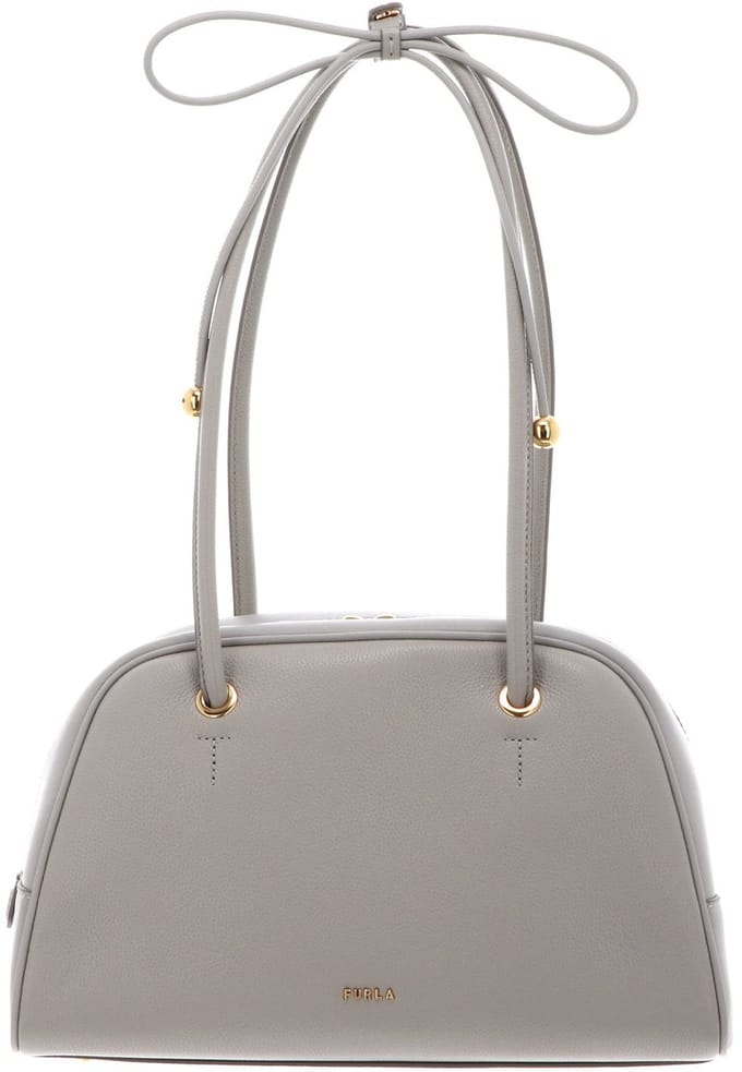 FURLA Leren schoudertas Poppy Dome Shoulder Bag Stone Gray Lichtgrijs