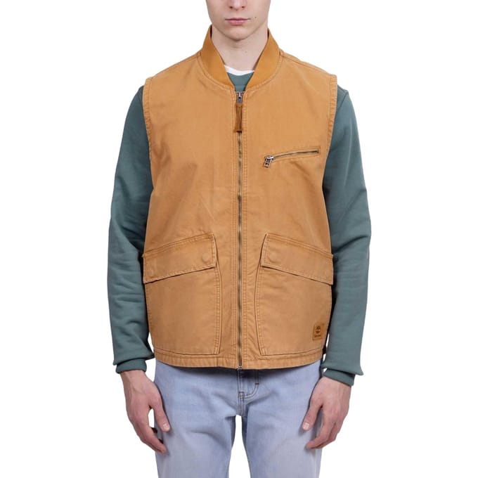 Timberland Herenvest met gewassen geribde kraag (Tarwe)