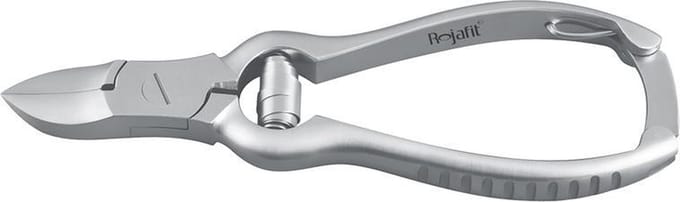 Rojafit Professionele Nageltang RVS 12 cm.-Bufferveer, Schenkelsluiting , Snede: Concaaf, Lengte 12 cm., RVS, gewicht 94 gr.