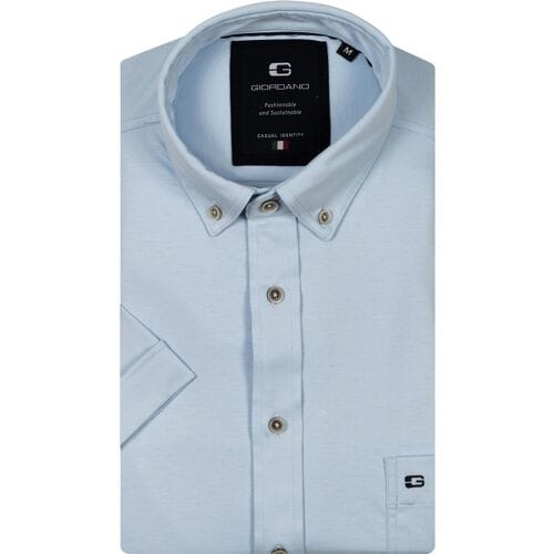 Giordano Overhemd Alfa Short Sleeve Button-Down Licht Blauw / male