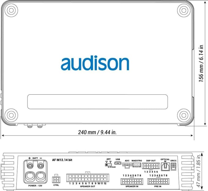Audison AF M12.14 bit | 12-kanaals versterker met DSP - 1080W