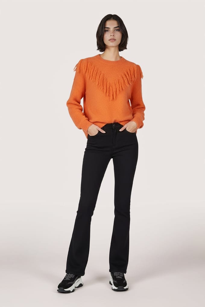 EsQualo Sweater Fringes Soft Orange Taglia: M | Maglioni a maglia Outlet | Donna | Arancione