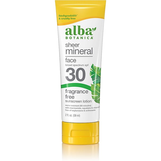 Alba Botanica, Shea Mineral Face Sunscreen, SPF 30, Unscented, 2 fl oz (59 ml)