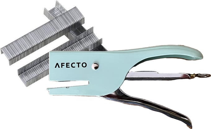 1+1 extra Afecto nietmachine met 1000 nietjes - mint - metaal - lengte 14 cm