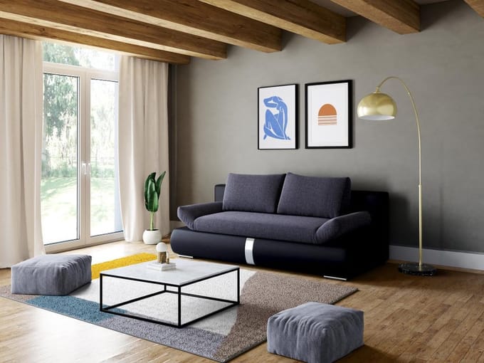 Vente-unique Salontafel design ARETHA - Marmer en Metaal - Wit en Zwart