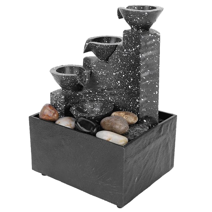Desktop USB Waterfontein Ornament Handwerk voor Binnen Huis Kantoor Tafeldecoratie black