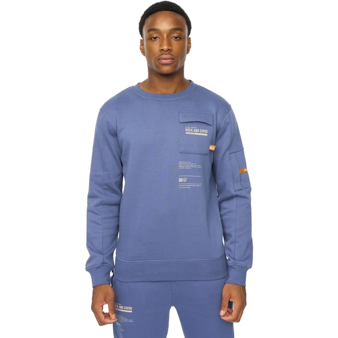 Duck and Cover Heren Applewood Sweatshirt (Denim Blauw)