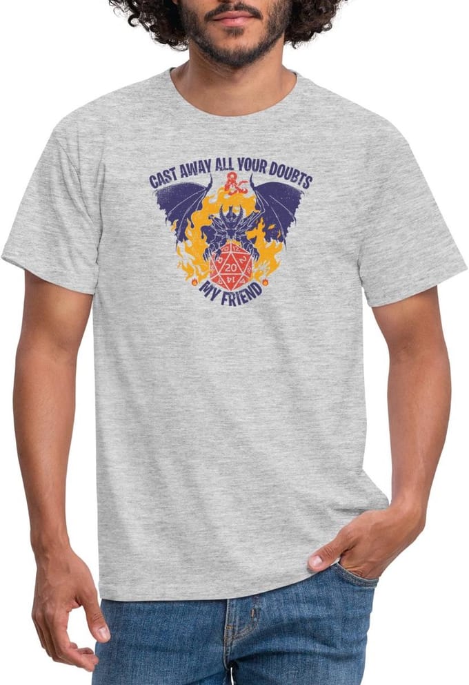 Dungeons And Dragons Hellfire-Draak En D20 Kubus T-Shirt Heren